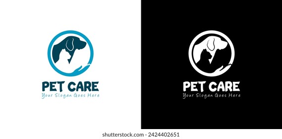 Vector silhouettes of dogs and cats for pet logo design, animal care logo