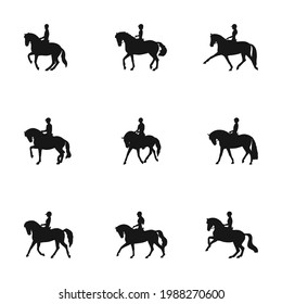 Vector silhouettes of equestrian dressage