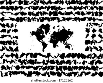 vector silhouettes of every country, colony, island group and continent (except antarctica) that make up the planet earth.