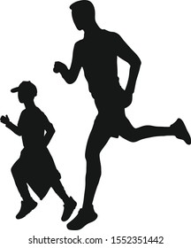 Vector Silhouettes Father Son Running Sports Stock Vector (Royalty Free ...