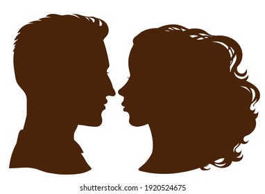 Vector. Silhouettes of a female and a male profile. Avatar, icons, design.