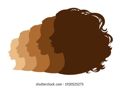 Vector. Silhouettes of a female profile. Avatar, icons, design.