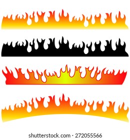 Vector Silhouettes of Fire Isolated on White Background.