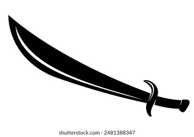 Vector silhouettes of flat-designed Arabian, pirate, and executioner swords isolated on a white background.