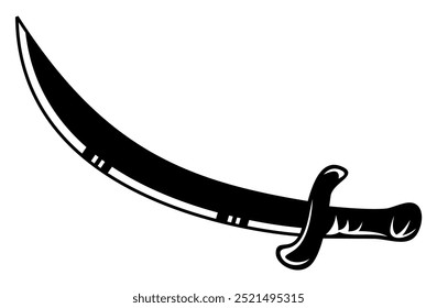 Siluetas de Vector de espadas árabes, piratas y verdugos de diseño plano aisladas sobre un fondo blanco.