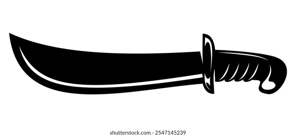 Vector silhouettes of flat-designed Arabian, pirate, and executioner swords isolated on a white background.