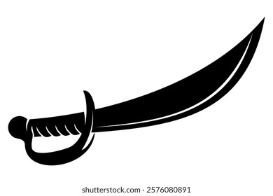 Vector silhouettes of flat-designed Arabian, pirate, and executioner swords isolated on a white background.