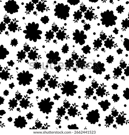 Vector silhouettes Flower pattern, Abstract botanical flower on white background. vector botany floral design.