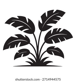Vector de siluetas de flores, plantas y árboles sobre un fondo blanco