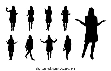 Vector silhouettes of gesturing woman
