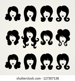 Vector silhouettes of girls