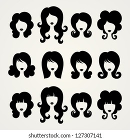 Vector silhouettes of girls