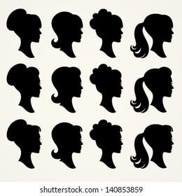 Vector silhouettes of girls