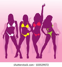  vector silhouettes Girls bodybuilders