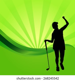 Vector silhouettes of golf on a green background.