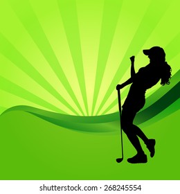 Vector silhouettes of golf on a green background.