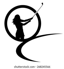 Vector silhouettes of golf on a white background.
