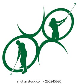 Vector silhouettes of golf on a white background.