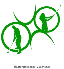 Vector silhouettes of golf on a white background.