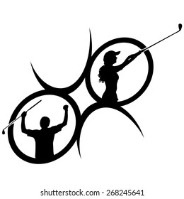 Vector silhouettes of golf on a white background.