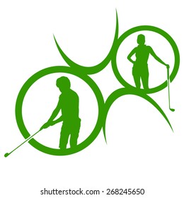 Vector silhouettes of golf on a white background.