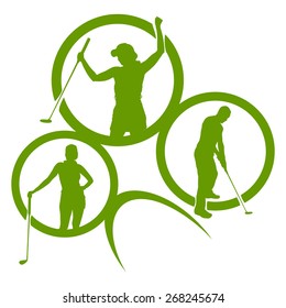 Vector silhouettes of golf on a white background.