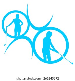 Vector silhouettes of golf on a white background.