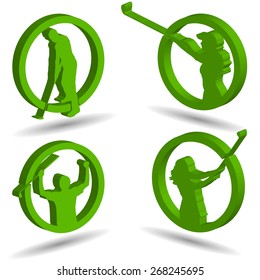 Vector silhouettes of golf on a white background.