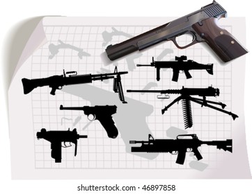 Vector silhouettes,  gun 2, vector illustration