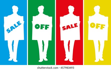 Vector silhouettes of a guy holding a board