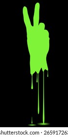 Vector silhouettes of hand on white background.