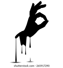 Vector silhouettes of hand on white background.