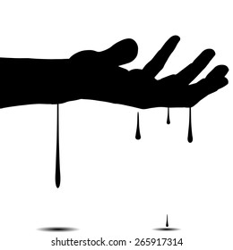 Vector silhouettes of hand on white background.