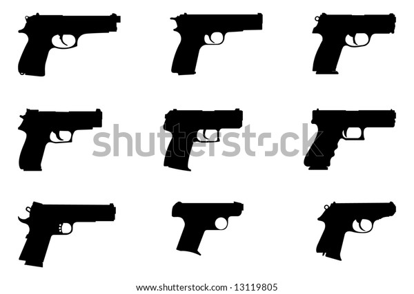 Vector Silhouettes Handguns Stock Vector (Royalty Free) 13119805 ...