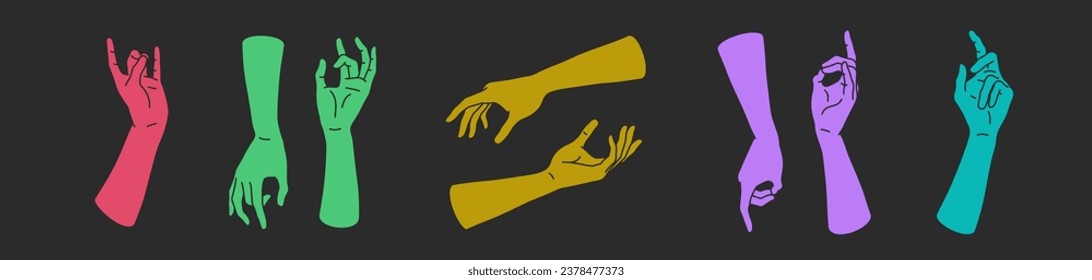 Vector Silhouettes of Hands, Mystic or Esoteric Gestures