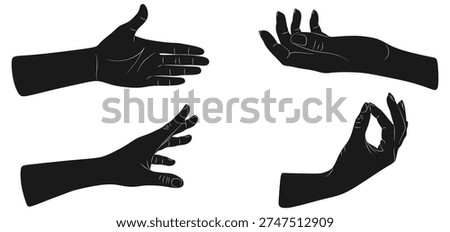 Vector silhouettes of hands in various styles