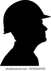 Vector silhouettes - head engineer with construction helmet - architect, technician and expert - specialist in technology and industry