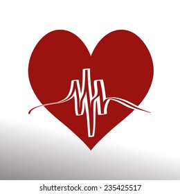 Vector silhouettes of hearts on a white background.