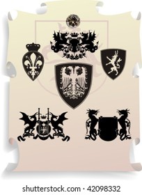 Vector silhouettes, heraldic 15, vector illustration