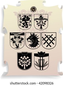 Vector silhouettes, heraldic 17, vector illustration