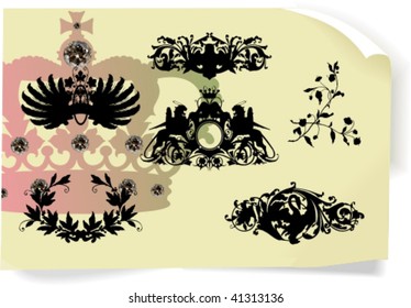 Vector silhouettes, heraldic 2, vector illustration