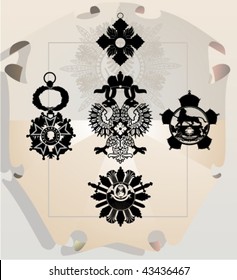 Vector silhouettes, heraldic 23, vector illustration