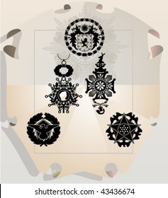Vector silhouettes, heraldic 25, vector illustration