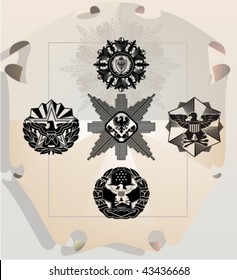Vector silhouettes, heraldic 26, vector illustration