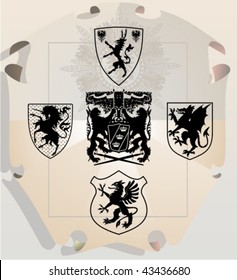 Vector silhouettes, heraldic 29, vector illustration