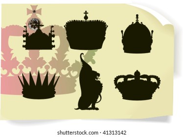 Vector silhouettes, heraldic 3, vector illustration
