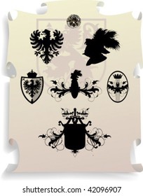 Vector silhouettes, heraldic 9, vector illustration