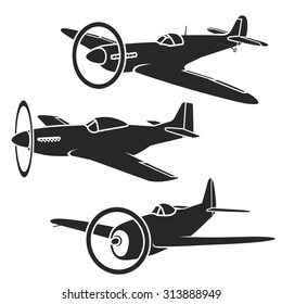 Vector silhouettes of historical airplanes.