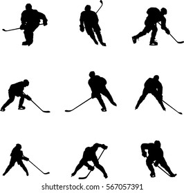 vector silhouettes hockey players