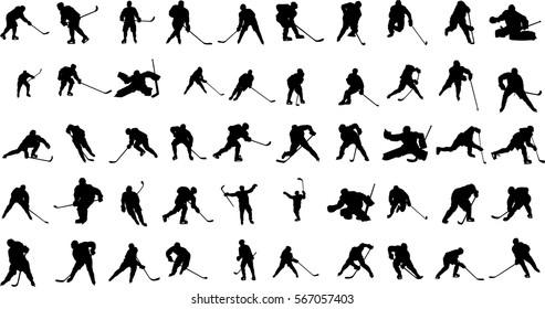 vector silhouettes hockey players